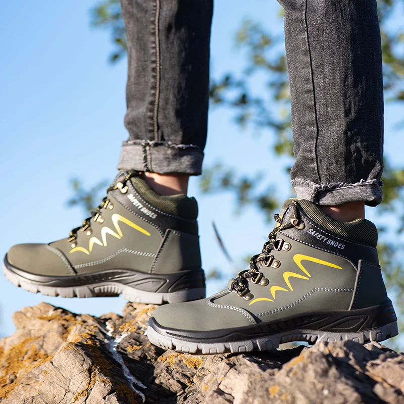New Safety Shoes Men New Steel Toe Men\'s Work Shoes Puncture-proof Work Sneaker Male Footwear Work Man Boots Safety Boots