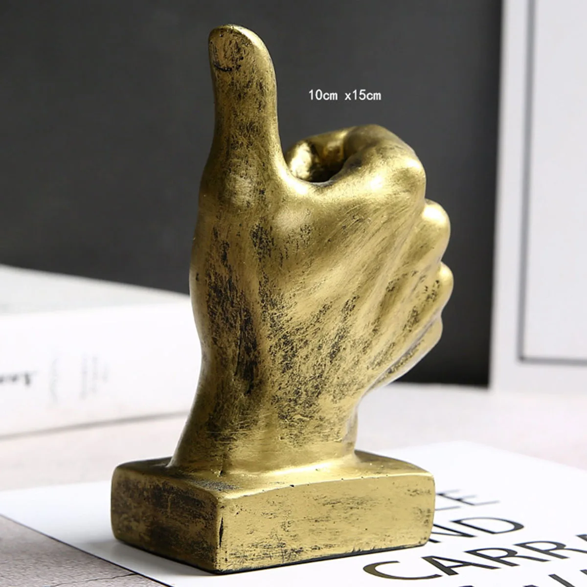 Hand Gesture Statue, Modern Style Art Ornament Sculpture, Desktop Figurine for Home Office Living Room Bookshelf Decoration