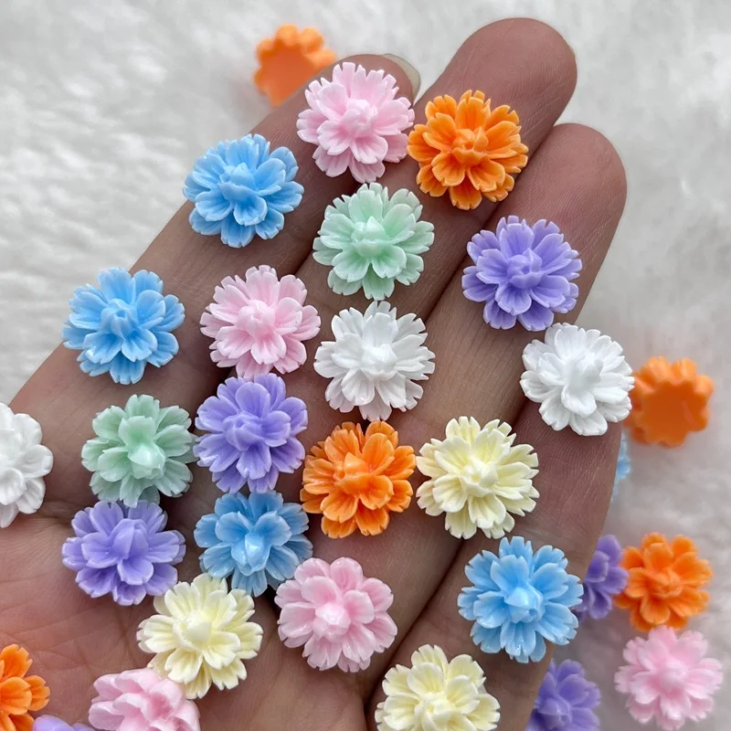 Mini adornos de resina para uñas, 60 piezas, coloridos, forma de flor, Nail Art