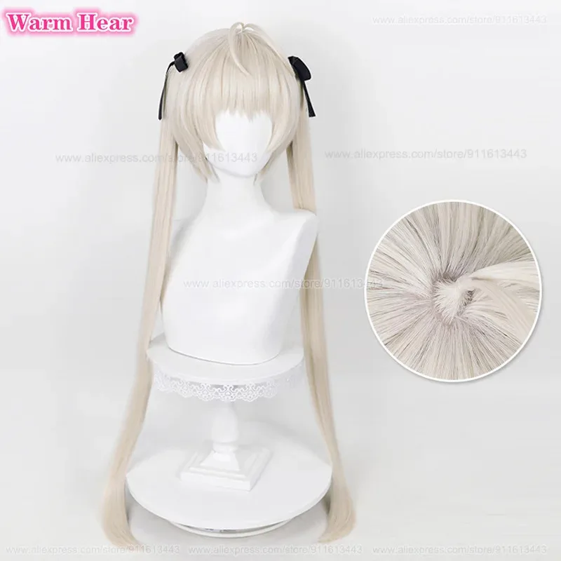 Anime Kasugano Sora sintético 85 cm/70 cm largo recto dorado claro con cinta de seda Cosplay peluca pelucas de pelo resistentes al calor