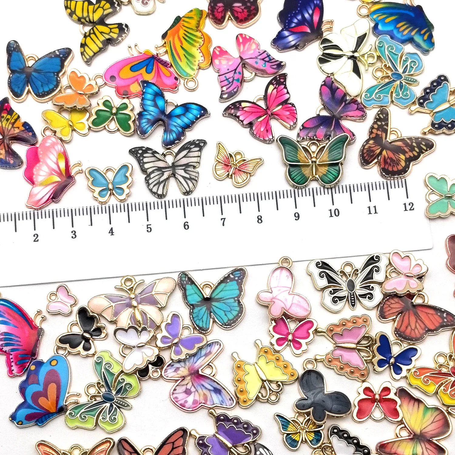 5Pcs/lot Drop Oil Alloy Metal - Butterfly Pendant Necklace 评论和价格