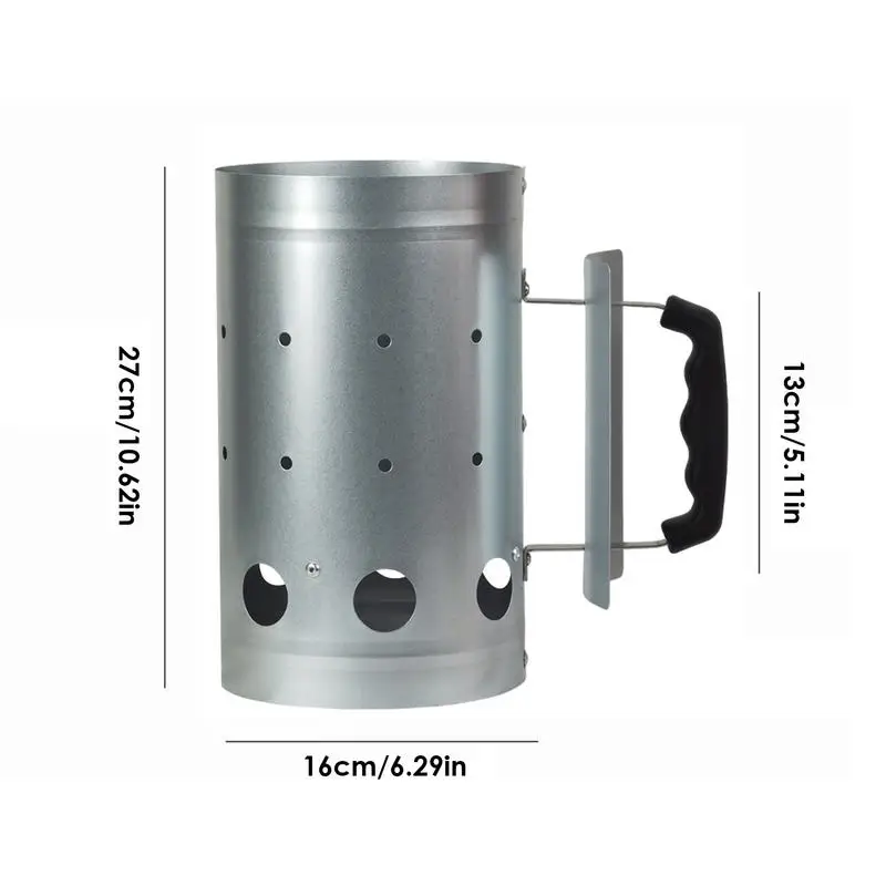 Fast Fire Chimney Starter Burner Bucket Stainless Steel Easy Carrying Charcoal Bucket for Barbeque Camping Outside Yard Grill