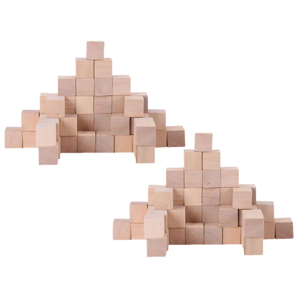 

250 Pcs Square Wooden Block Small Blocks Cubes for Crafts Building Unfinished Blank Pine Game Toy