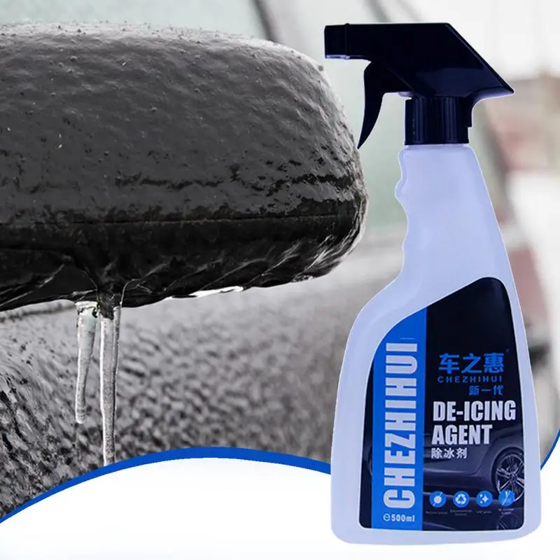 Car Deicer 500ml Ice Remover Agent Auto Windshield Defroster Deicing Agent for Home Car Glass Improve Visibility Antifreeze