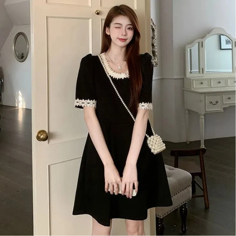 Large Size Women's Summer New Style Simple Loose Dress Fat Mm Slimming Belly Covering Skirt Casual Versatile Small Black Dress