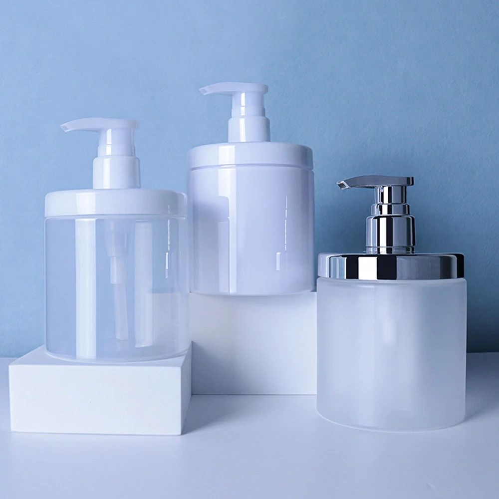 500/1200ml Pump Bottle Dispenser Wide Mouth Refillable Shower Soap Dispenser PET Clear Storage Bottle