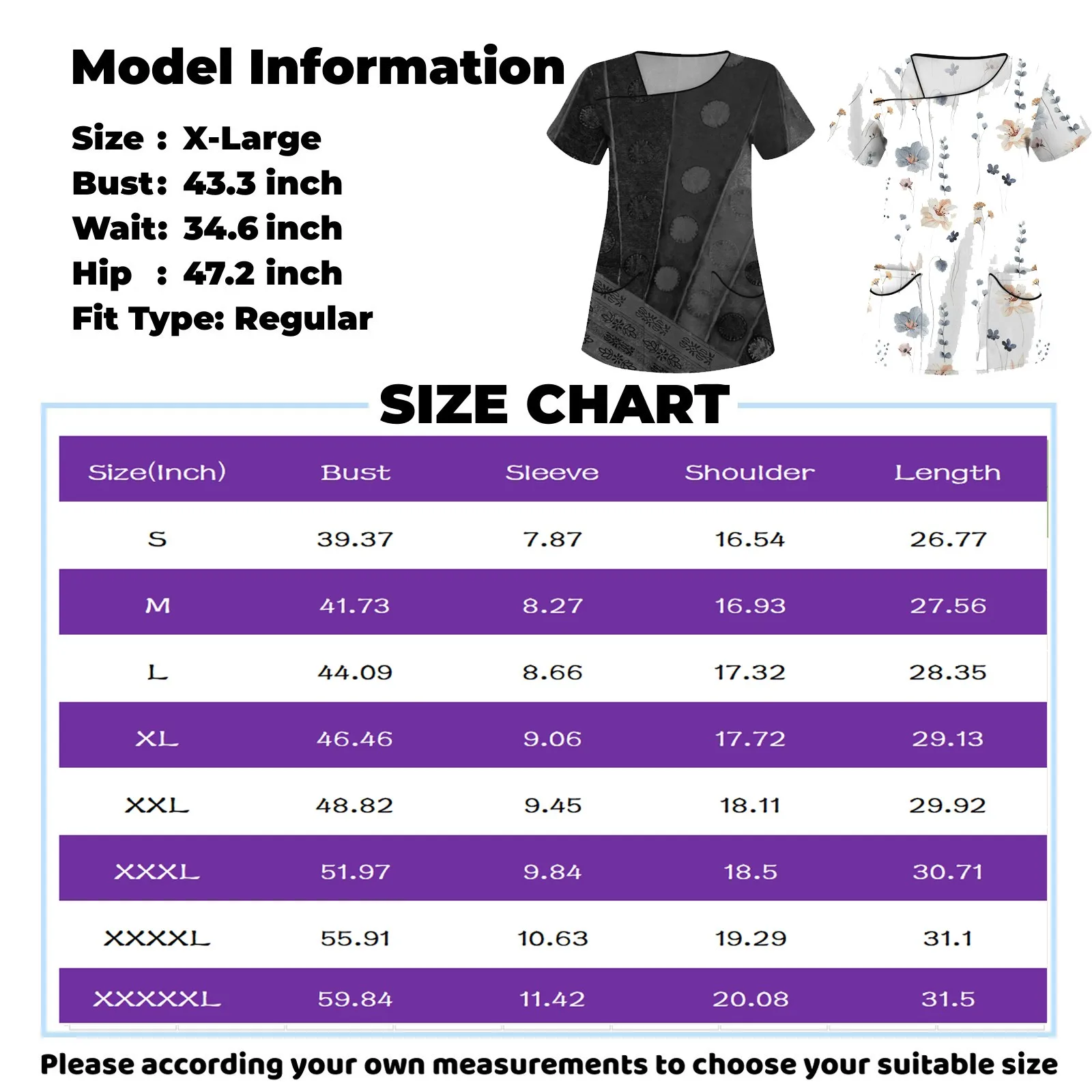 Slanted Collar Pocket Care Workwear T-Shirt Tops Clinic Working Clothing Short Sleeve Scrub Print Nurse Uniform for Lady