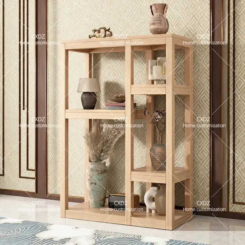 Shelf flower stand fish tank  balcony three-layer super load-bearing living room wooden  custom ornament shelf