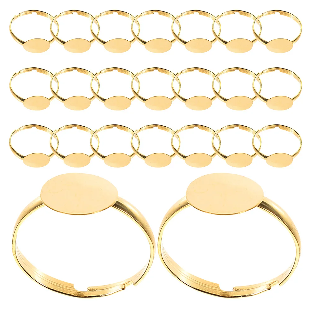 

50 Pcs Wedding Ring Blanks Flat Pad Settings Adjustable Jewelry Craft Bases Holder Findings 10mm
