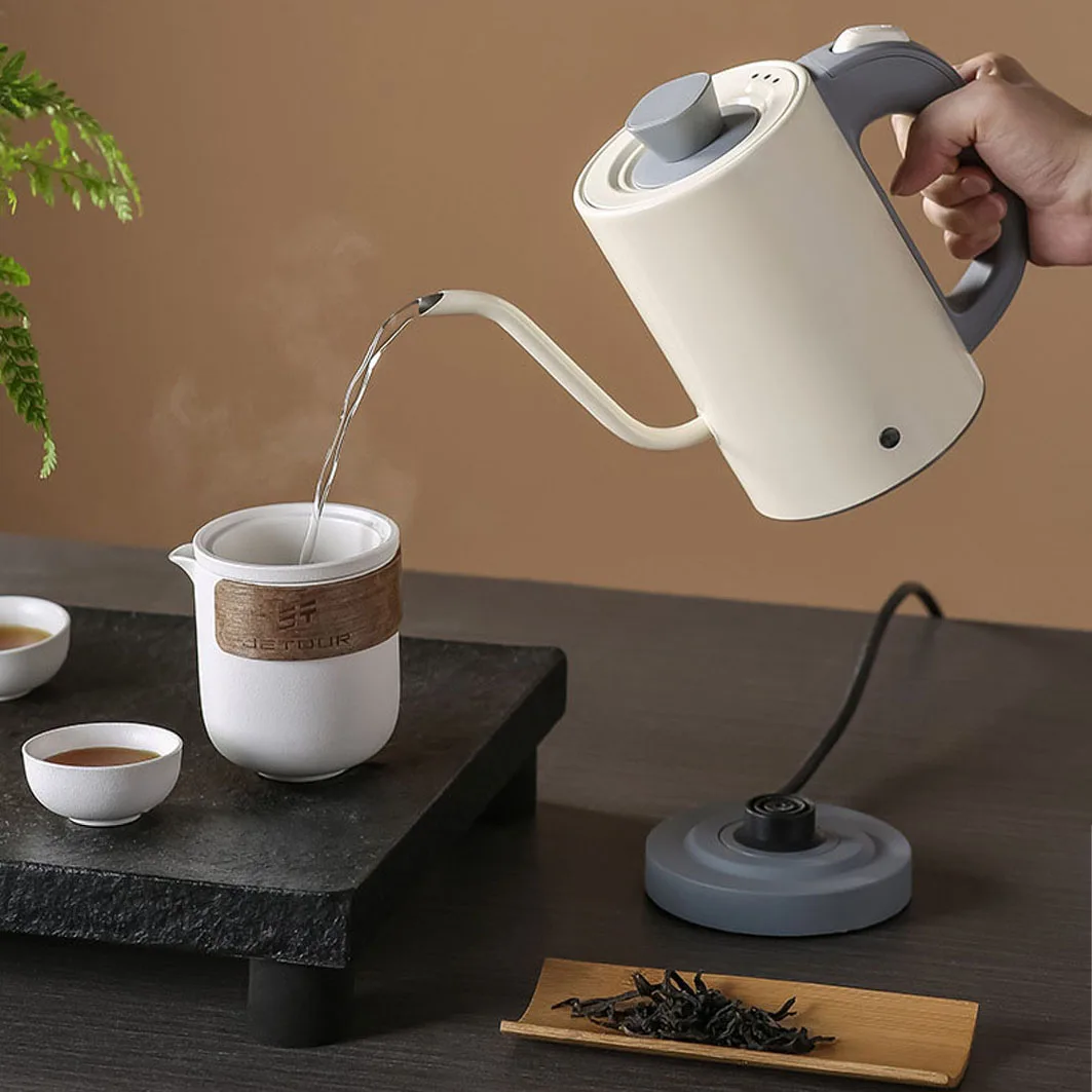 Chaleira elétrica pescoço de ganso 800ml, bule de café manual, pote de aço inoxidável 304, chaleira de água fervente com um clique, chaleira doméstica