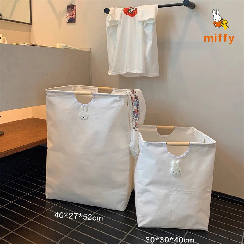 Kawaii Miffy 스토리지 바구니 크리 에이 티브 접이식 만화 홈 인테리어 학생 기숙사 더러운 옷 스토리지 바구니 소녀 선물