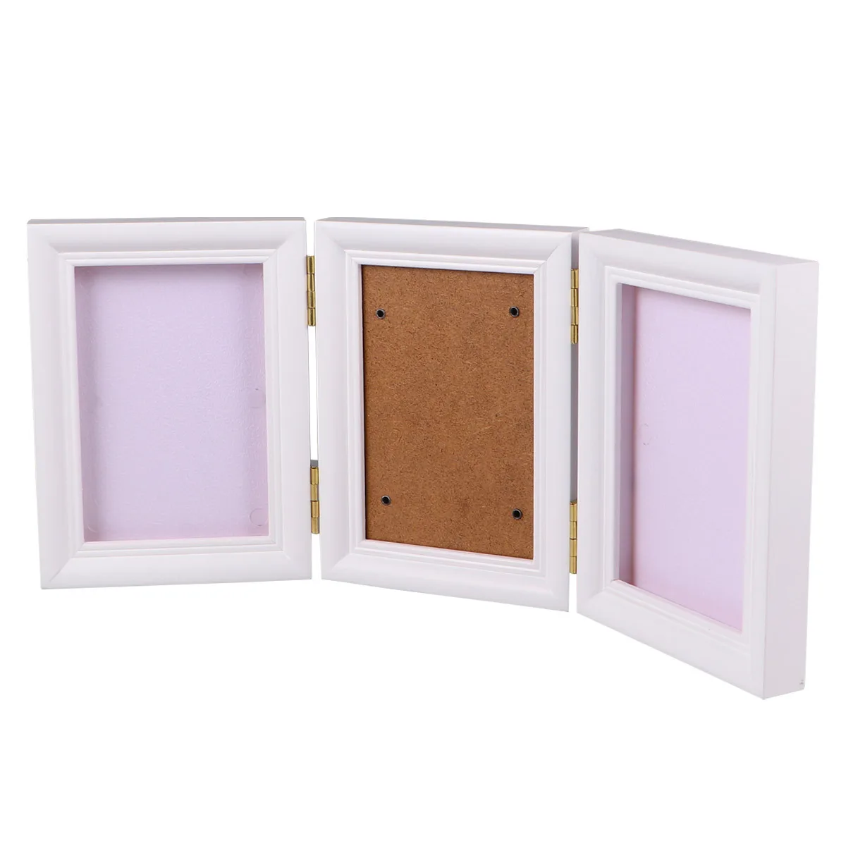 

1pc Handprint Mud Photo Frame 3-Fold Pet Fingerprint Frame For Dog Cat Footprint Creative White Pink Pet Supplies