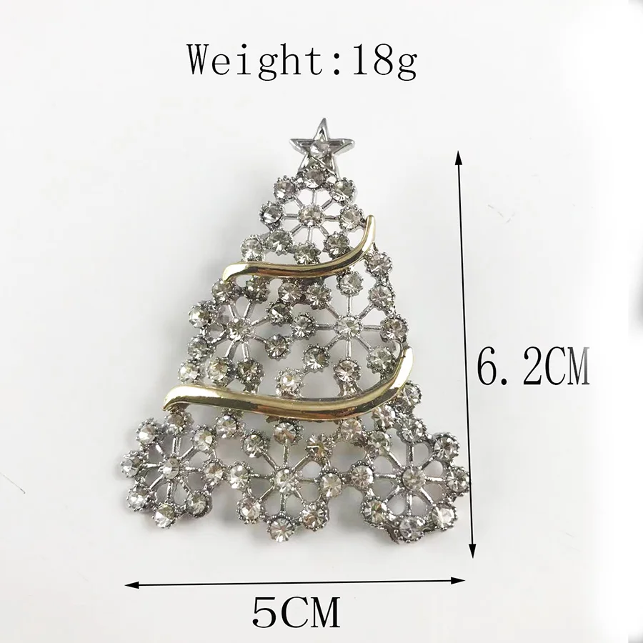 New Fashion Cute Holiday Accessories Colorful Rhinester Christmas Tree Decoration Brooch Pin