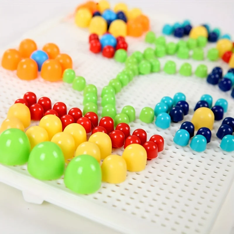 Set creativo di puntine per funghi fai-da-te: 1 tabellone, 240 piccoli, 40 medie, 16 puntine grandi e istruzioni colorate per età 3-6