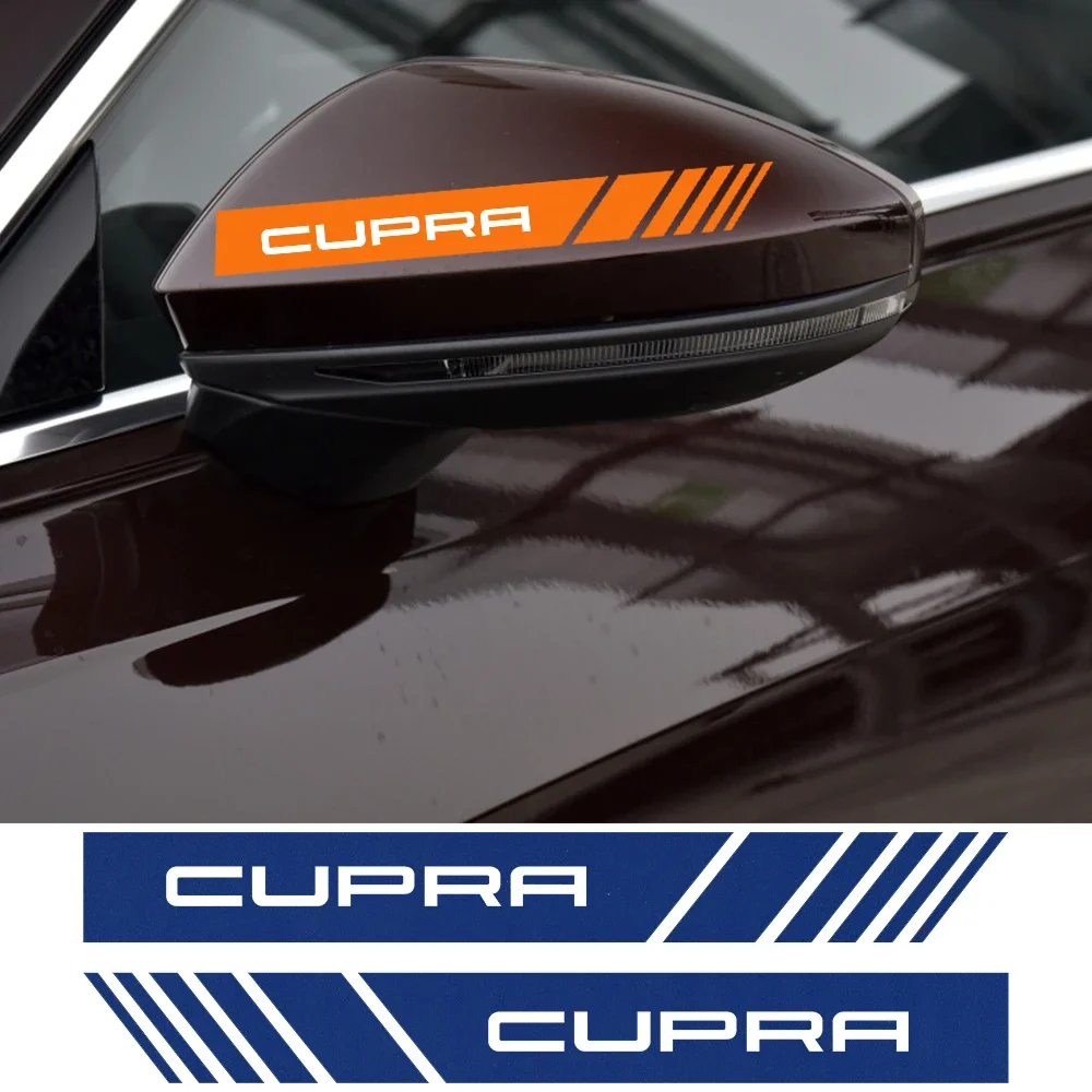 2PCS Car Rearview Mirror Stickers Vinyl Film Decals For Seat Cupra Ateca Born Formentor Leon ABT VZ Cup Racing E-Racer R TCR VZ5