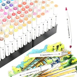 GInflash penseel- & beitelvormige art markers, alcoholgebaseerde stiften met dubbele punt, voor manga tekenen, art supplies