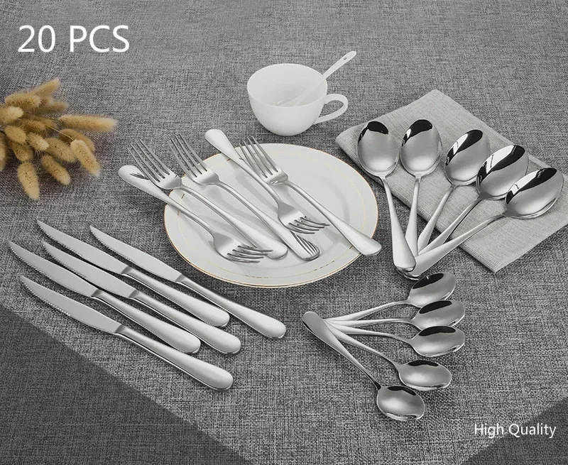 

High Quality 4PCS Dinnerware Set Stainless Steel Flatware Sets Tableware Cutlery Spoon Set Party Christmas Kitchen Supplies