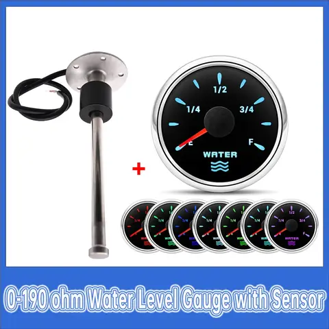100mm-500mm 자동차 수위 게이지 센서 + 수위 표시기 7 색 0-190ohm 수위 측정기 디지털 포인터 게이지