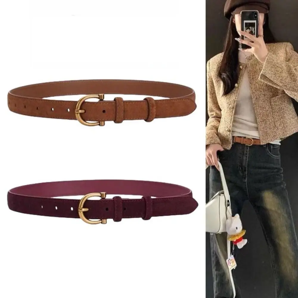 

Women Luxury Design Suede Leather Belt Casual Versatile Business Waist Strap Trendy Pin Buckle Waistband Gifts