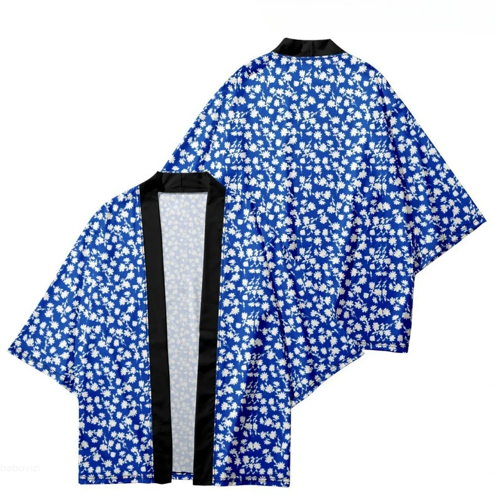 سترة كيمونو عادية موضة زهرة طباعة المرأة يوكاتا 2025 الصيف قميص الشاطئ اليابانية Haori الملابس المتضخم