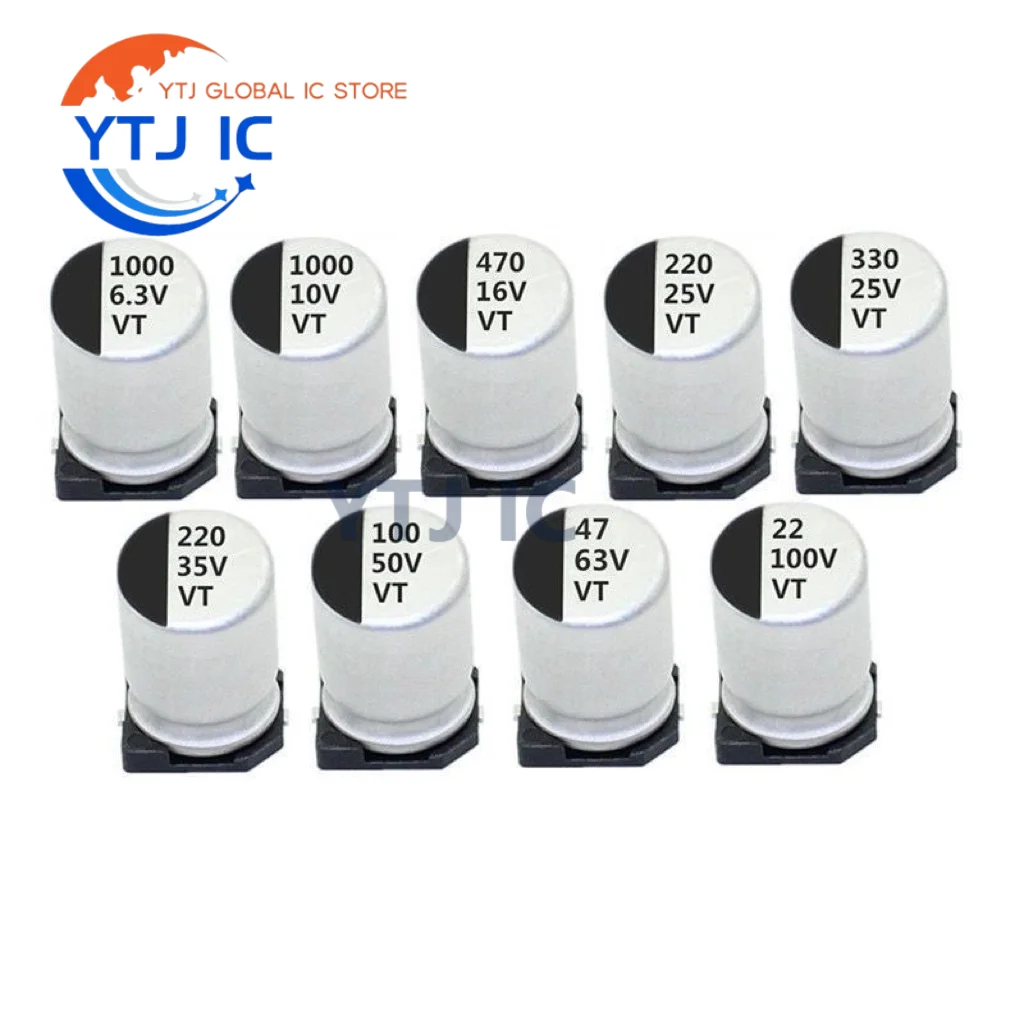 10PCS SMD Electrolytic Capacitor 6.3V 10V 16V 25V 35V 50V 63V 100V 400V 2.2 10 22 33 47 100 220 330 470 560 680 1000UF 1~2200UF