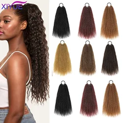 XIYUE Long Curly Drawstring Ponytail Synthetic Ponytails for Women Black Blonde Red Ponytail Clip in Hair Extensions for Daily