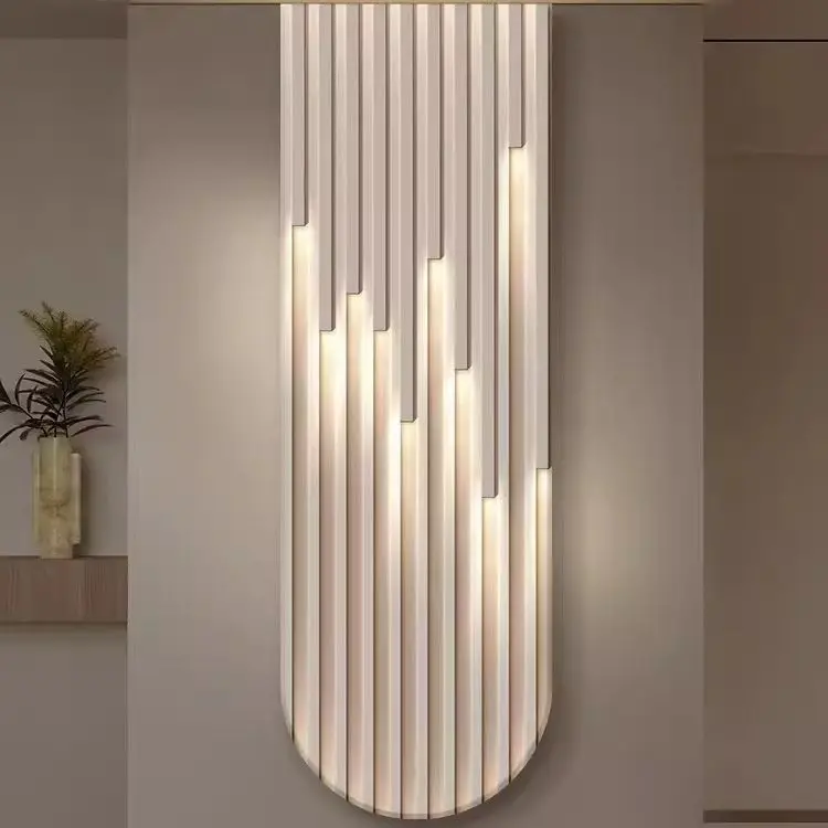 Modern simple living room decorative painting grille light strip corridor hallway entrance hanging painting led luminous trend