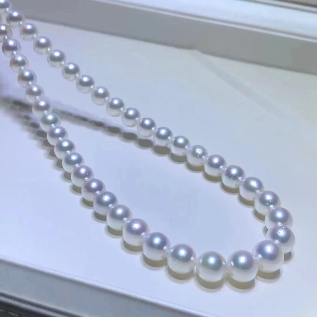 

High Chic Fresh Water 9-10mm AAA Round Choker White Genuine Pearls necklaces for Women Holidays Presents