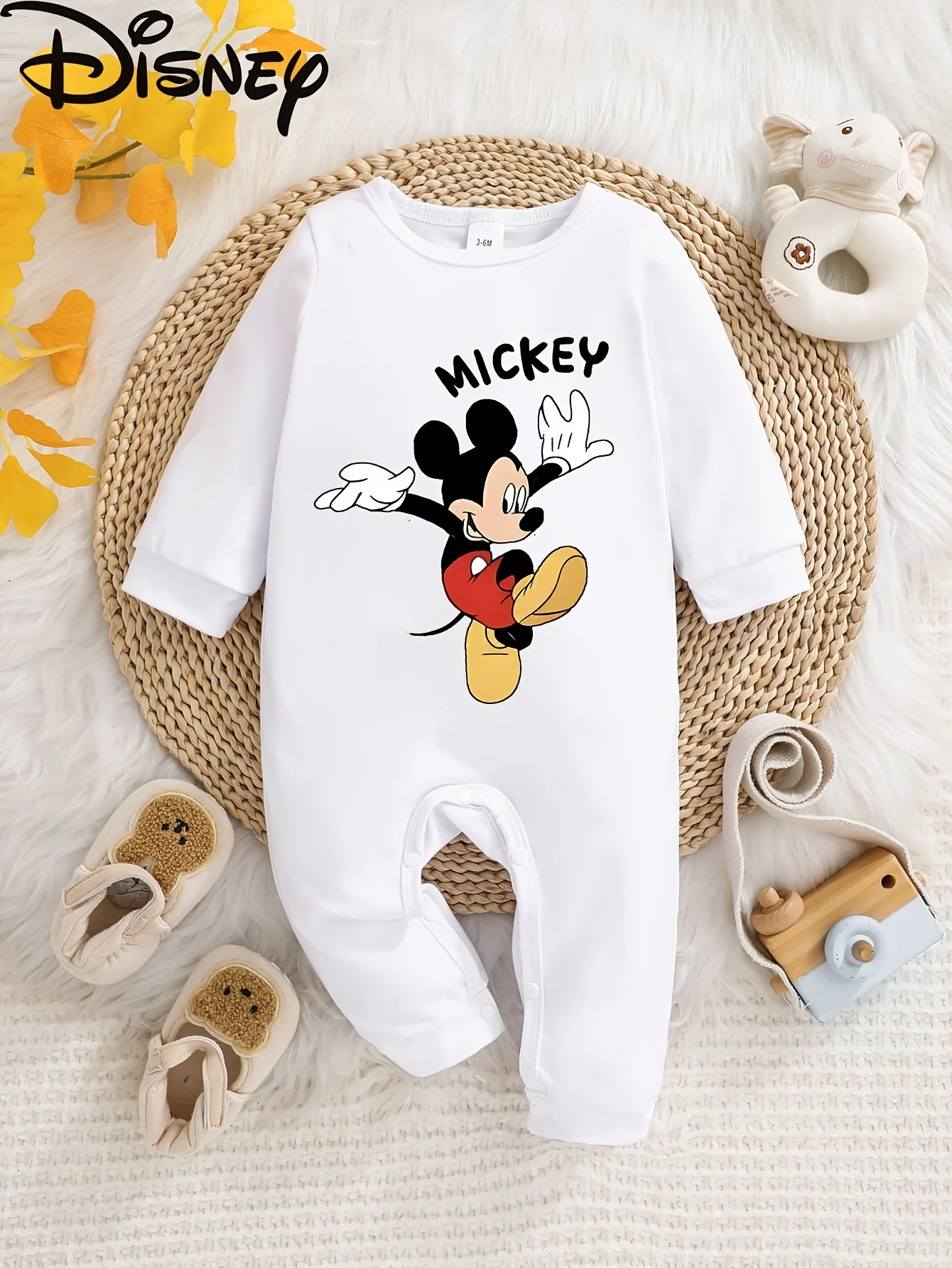 

[Authorized] Disney Mickey Mouse Cartoon Pattern Baby Romper with Fun Designs, Playful Design, Soft Fabric, Comfortable to Wear