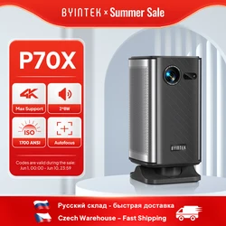 BYINTEK P70X Portable Mini Projector with Built-in Battery 4K Support 3D Wifi for Outdoor Movie Night Home Theater Projectors