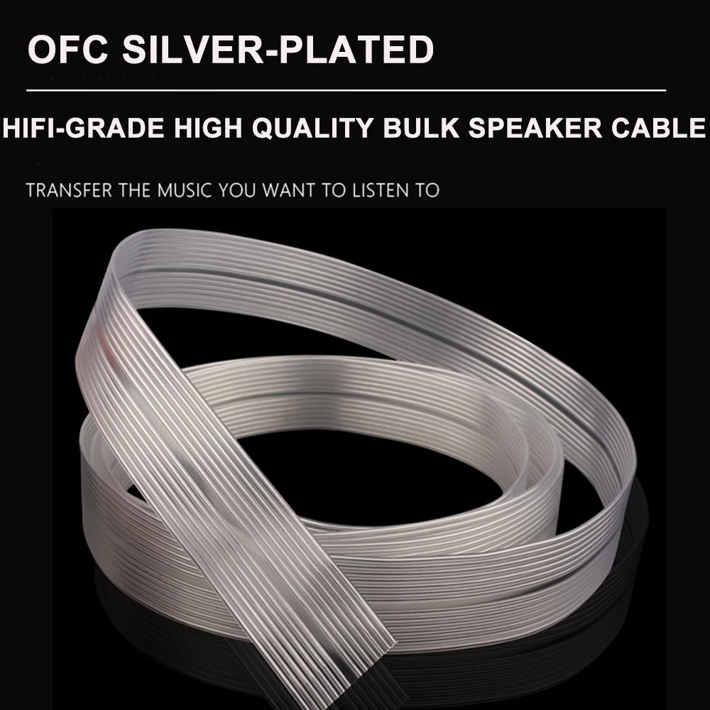 YIVO XSSH Hi-End Flat Speaker Cable 10 Strand 0.5mm OFC Audiophile Silver Plated Wire PVC Jacket for Monitor DVD Player OEM ODM