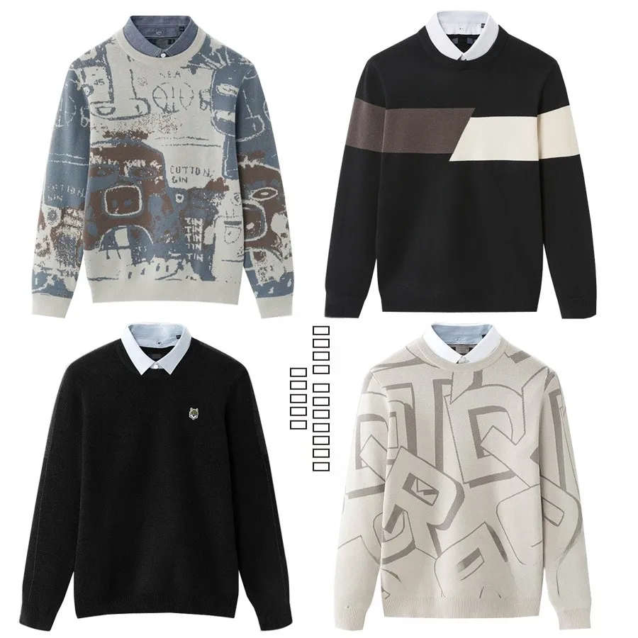 

Casual Knitted Sweater Men's Sle Removable Collar Autumn Winter Hoodie Comfortable Fit Long Sve Youth Faion Polyester ...