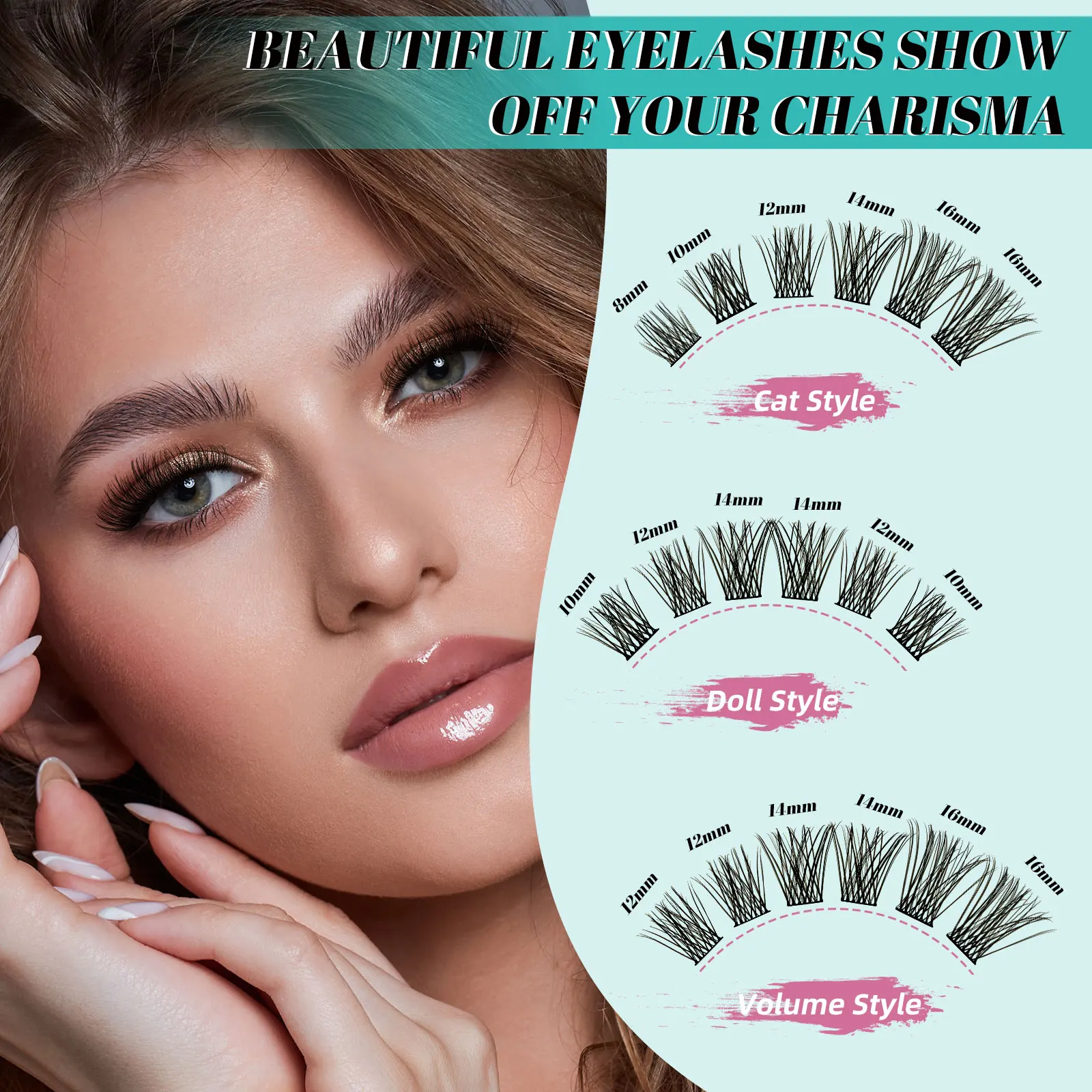 AMZGIRL LASH DIY zestaw rzęs 144 szt. Cluster Lashes D Curl wodoodporne wiązanie i uszczelnienie z narzędziem do usuwania pęseta łatwe w aplikacji