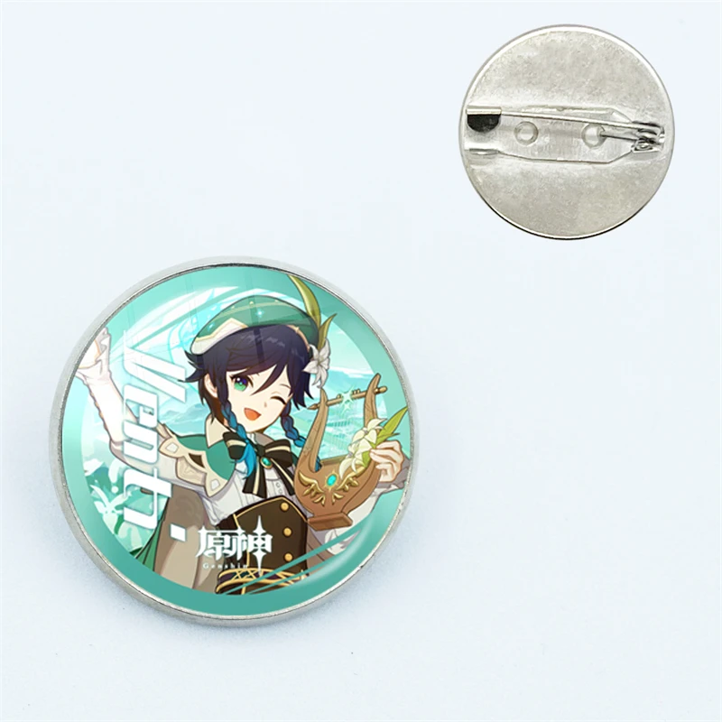 Anime Game Genshin Impact Anime Glass Badge Brooch Pin Cosplay Badge Accessories for Clothes Backpack Decoration Brooch Gift