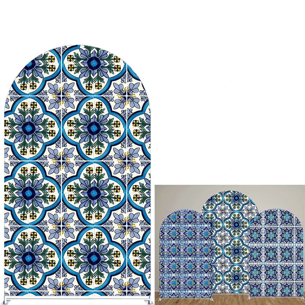 Blaue Mexiko Festivals Thema doppelseitige Bogen Hintergrund Abdeckung für Partys, Neugeborene Foto Dekoration Requisiten