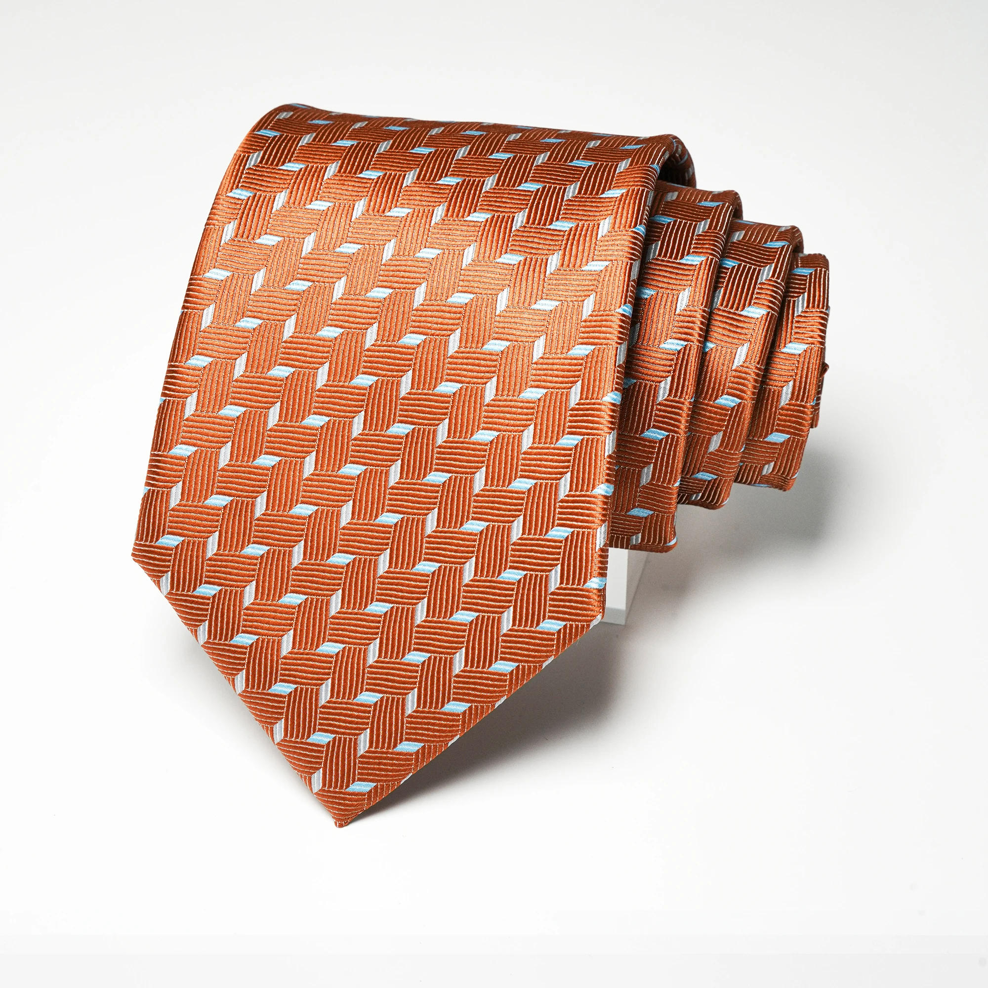 Einfarbige, bestickte Krawatte, 8 cm, Seidenmischung, weich, hochwertig, formell, für Business, Hochzeit, Party, Alltag, für Herren, Gentleman – Detail 4