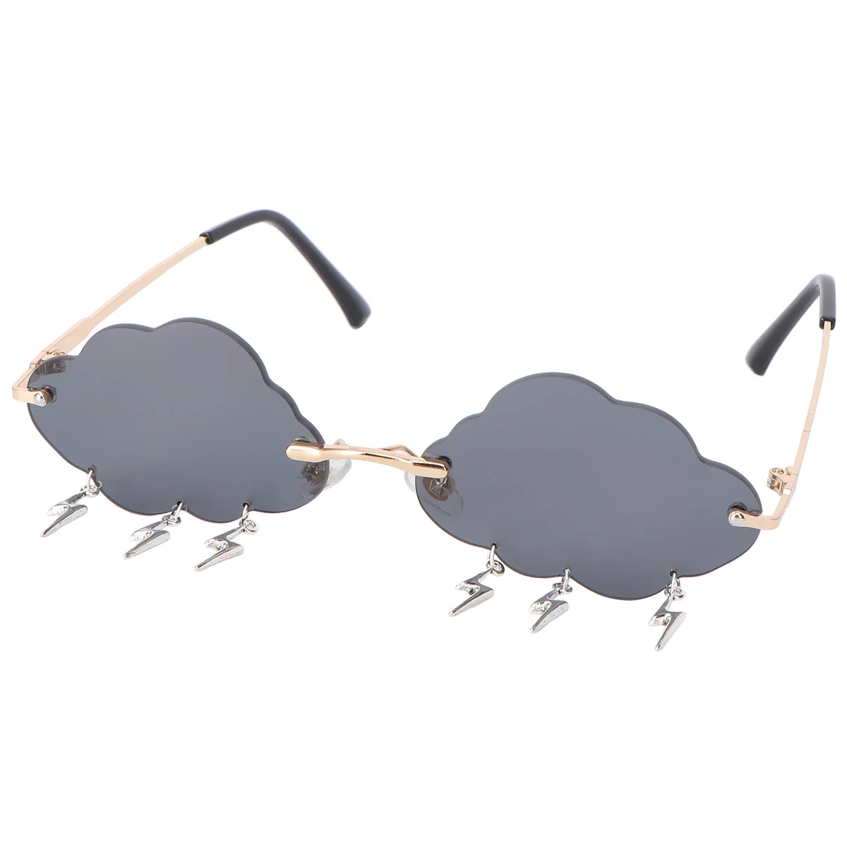 1Pair Sunglasses Unique Cloud Tear Shape Stylish Rimless Glasses Ideal for Party Photo Booth Fun Props