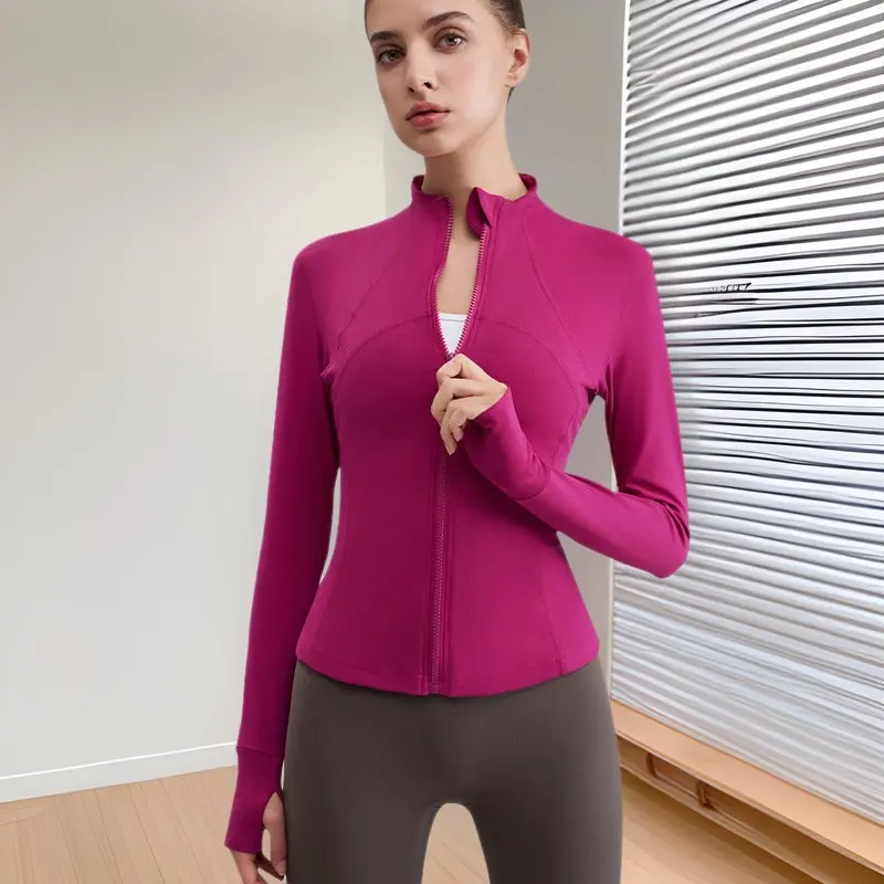 

Women's Slim-fit Long-sleeved Yoga Top Naked Vertical Collar Sports Jacket High-end Fitness Clothes for Autumn Winter