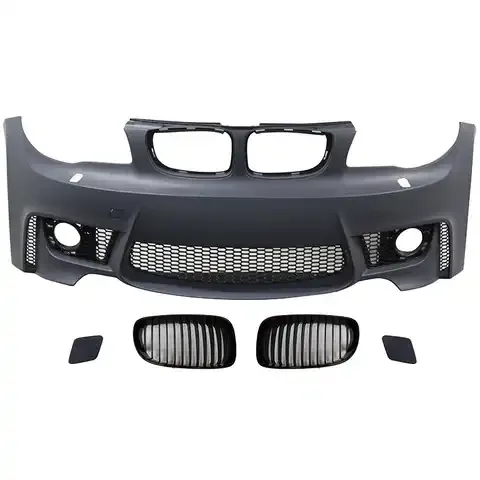 

Unpainted PP 1M Style Front Bumper Cover + Grille For 2007-2013 1 Series E82 E88 E87 E81