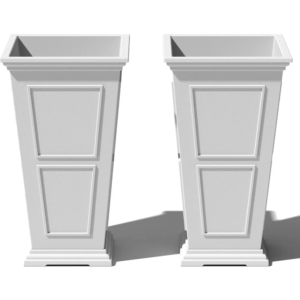 

Tall Plastic Planter - Large Outdoor Planter for Front Porch | 26"H x 14.75"W x 14.75"L - 2 Pack