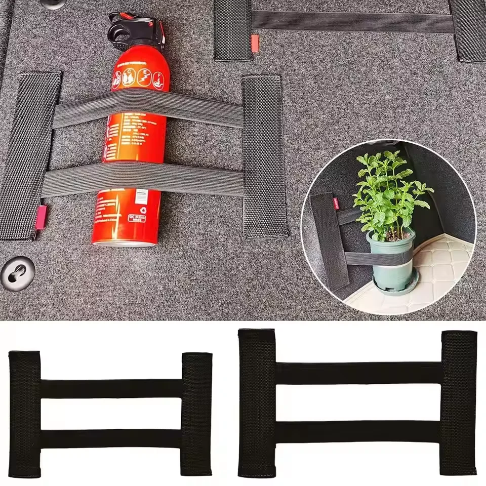 Car Trunk Elastic Fixed Straps Extinguisher Tank Debris Storage Fixing Belt Tapes Adjustable Auto Interior Organizer Accessories