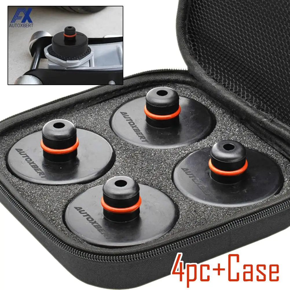 

4X Car Rubber Jack Pad Lifting Point Adapter Tool Storage Case Non-slip Support Frame Protector For Tesla Model X Y S 3 Black