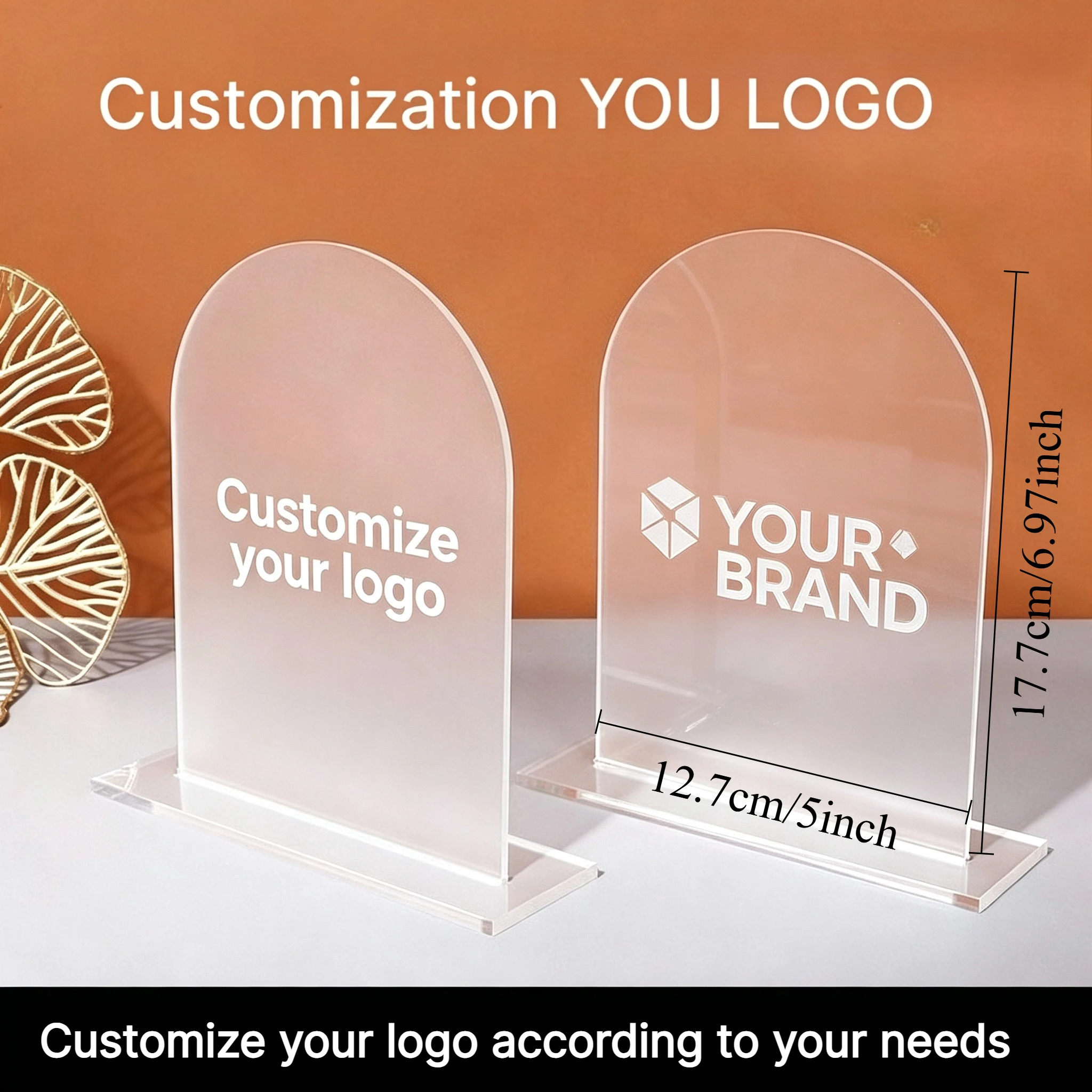 Frosted Acrylic Custom Pattern Wedding Table Number Plate Arched Seat Plaque Banquet Number Plate Exclusive Customization