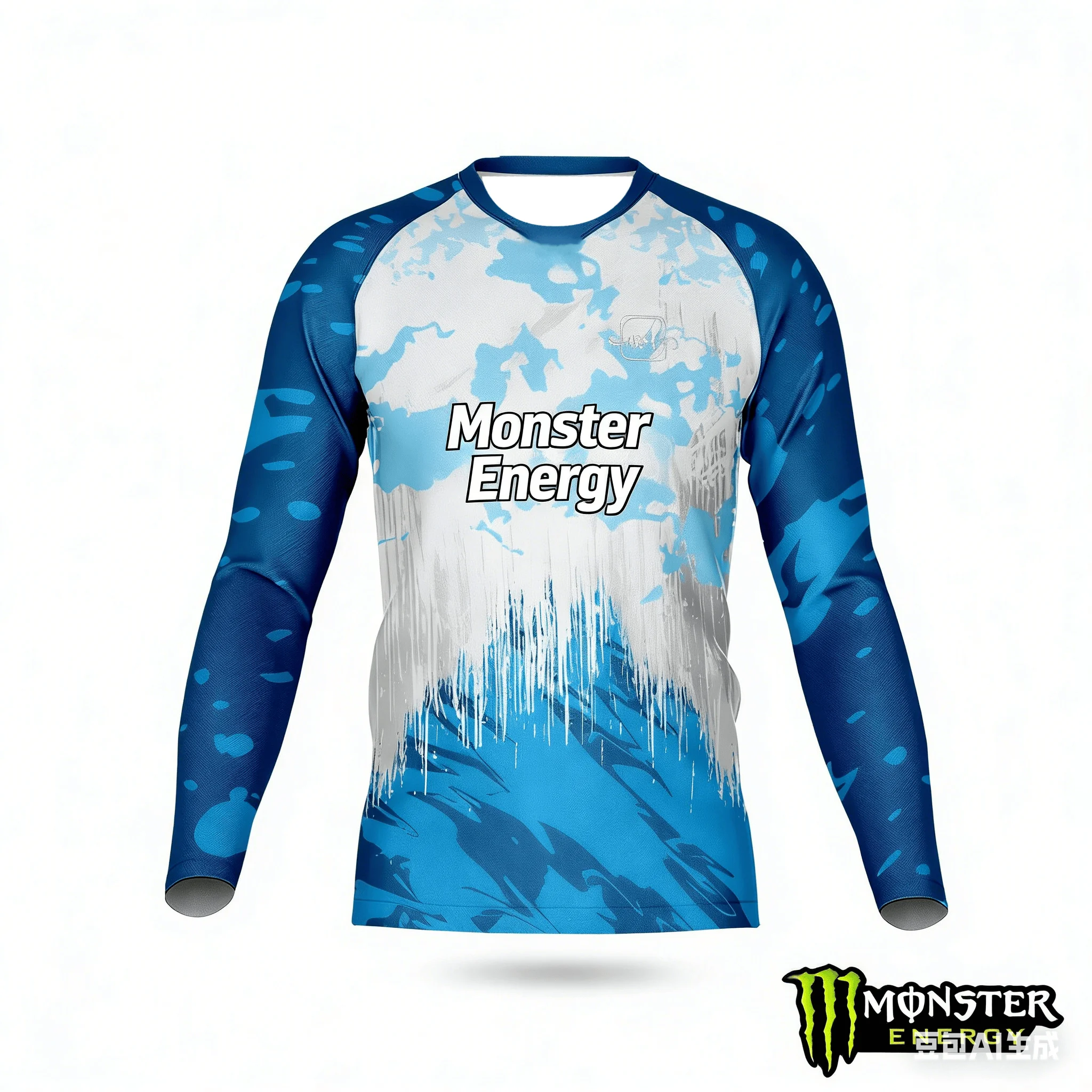 Ropa de Motociclismo de Manga Larga con Bloques de Color Monster Energy, Secado Rápido, Moderna y Fresca, Transpirable, Top de Ciclismo 3D