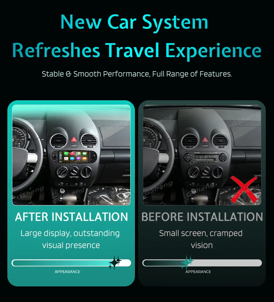 6.28'' Android 16 Car Stereo Radio GPS Navigation Wireless Carplay Android Auto for Volkswagen Beetle A4 2004-2010 Bluetooth 4G