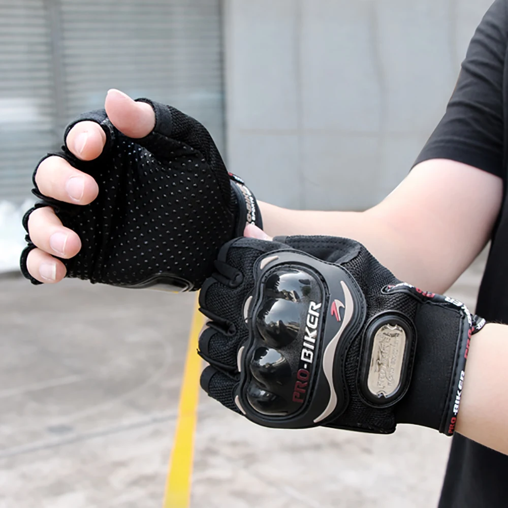 Summer Men's Motorcycle Gloves Breathable Motorbike Short Finger Gloves Touch Screen Motocross Gloves Anti-slip Protective Gear