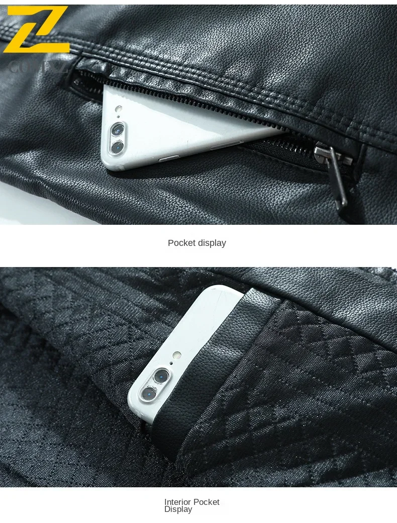 Autumn Men's Leather Clothing New Solid Color Loose Casual Business Office Stand Collar Coat Men's Thickened Leather Jacket