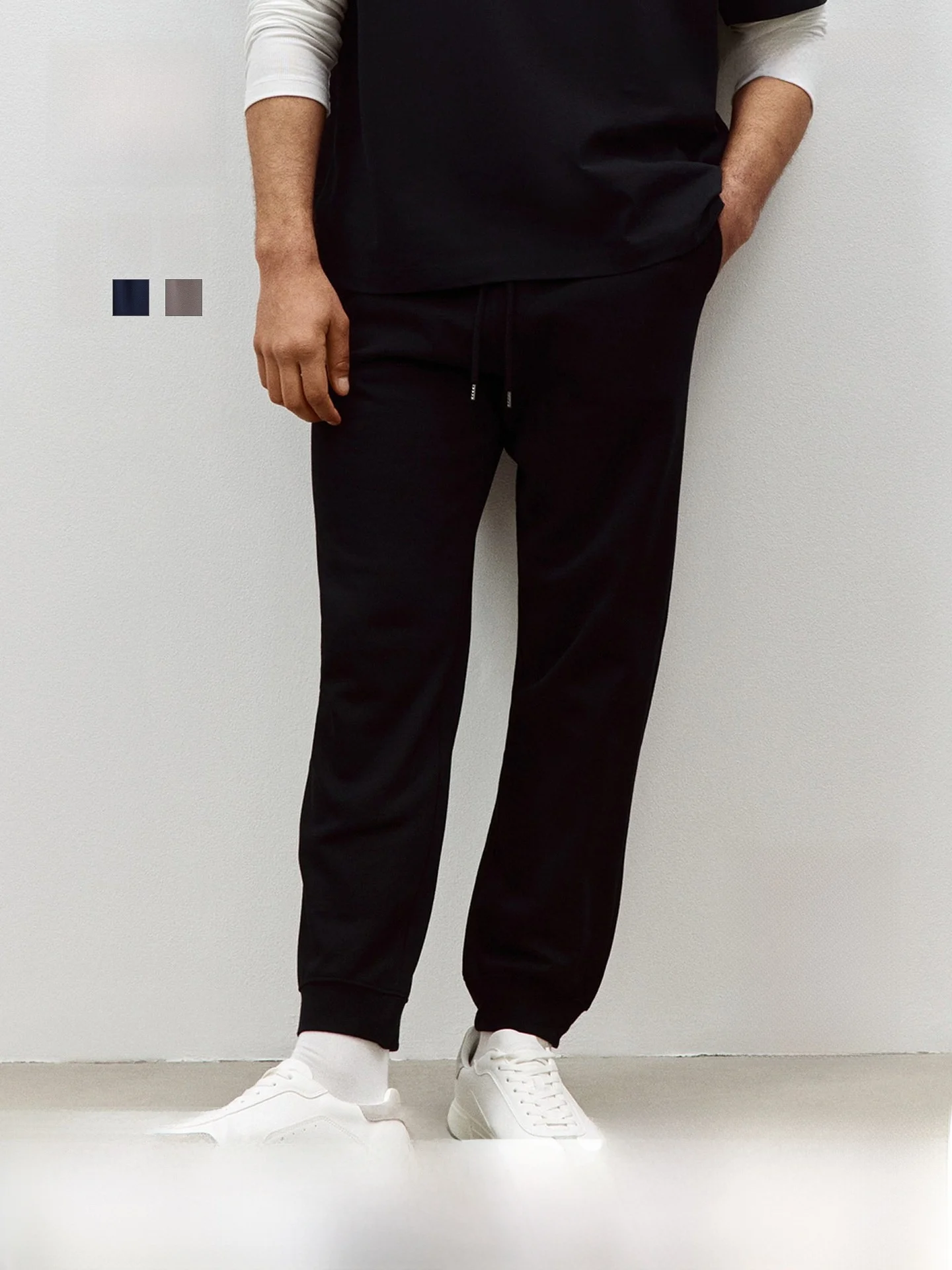 

H&M Men's Casual Pants Elastic Waist Sweatpants Fitn Running Trousers Straight Leg Leisure Cotton Polyester Blend