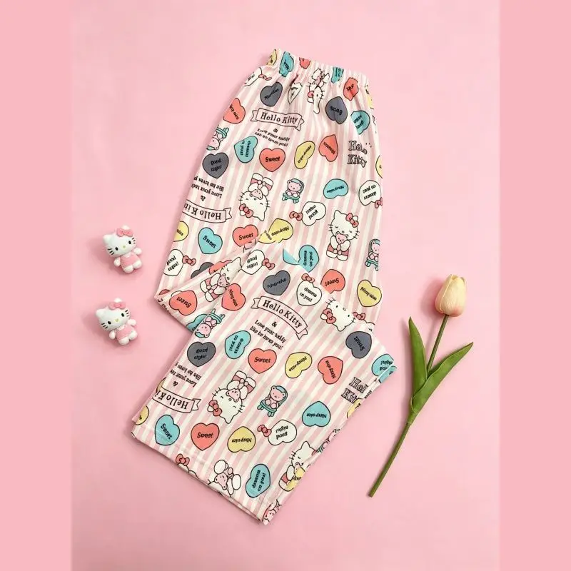 

Summer Y2K Cartoon Hello Kitty Cloud Cotton Sleeper Pants Mosquito proof Walk Outdoor Pants Comfortable Loose Cute Home Pants
