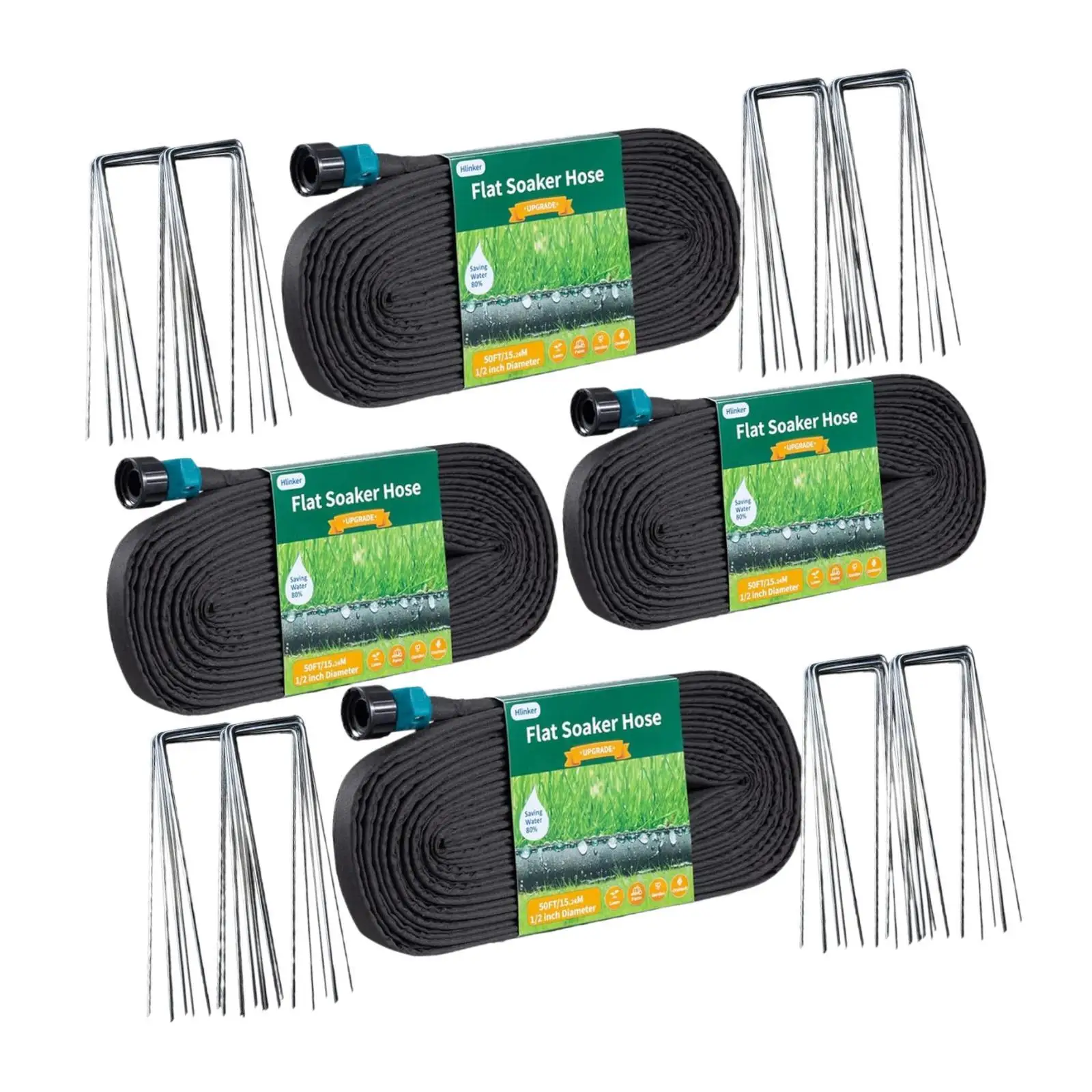 

Плоский шланг для замачивания, герметичная конструкция 200 футов, практичный соединительный капельный шланг 50 футов x 4